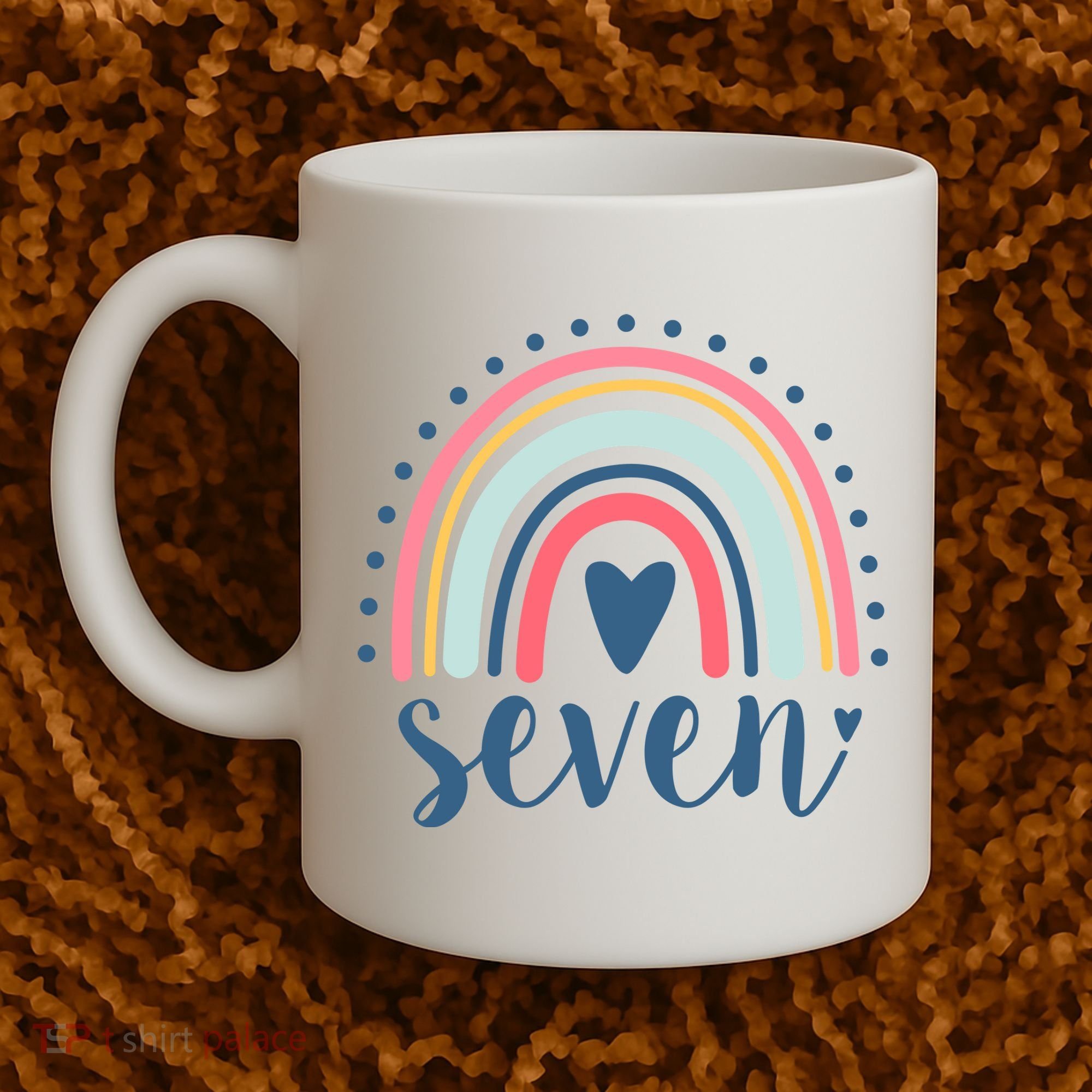 7th Birthday Rainbow Seven Year Old Cute Coffee Mug