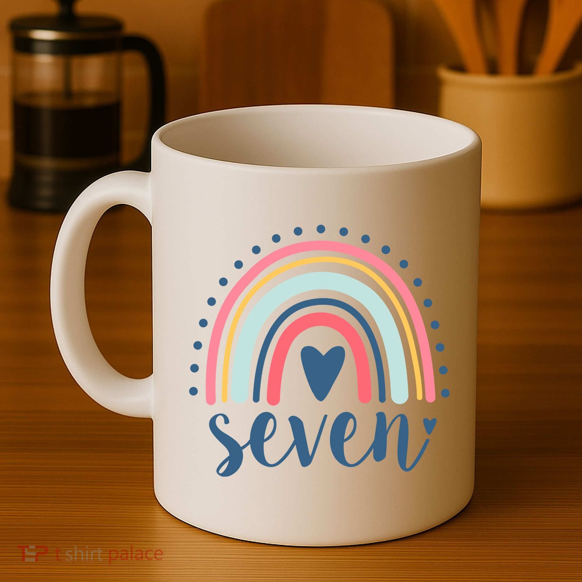 7th Birthday Rainbow Seven Year Old Cute Coffee Mug