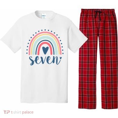 7th Birthday Rainbow Seven Year Old Cute Pajama Set