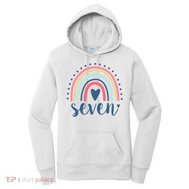 7th Birthday Rainbow Seven Year Old Cute Women's Hoodie