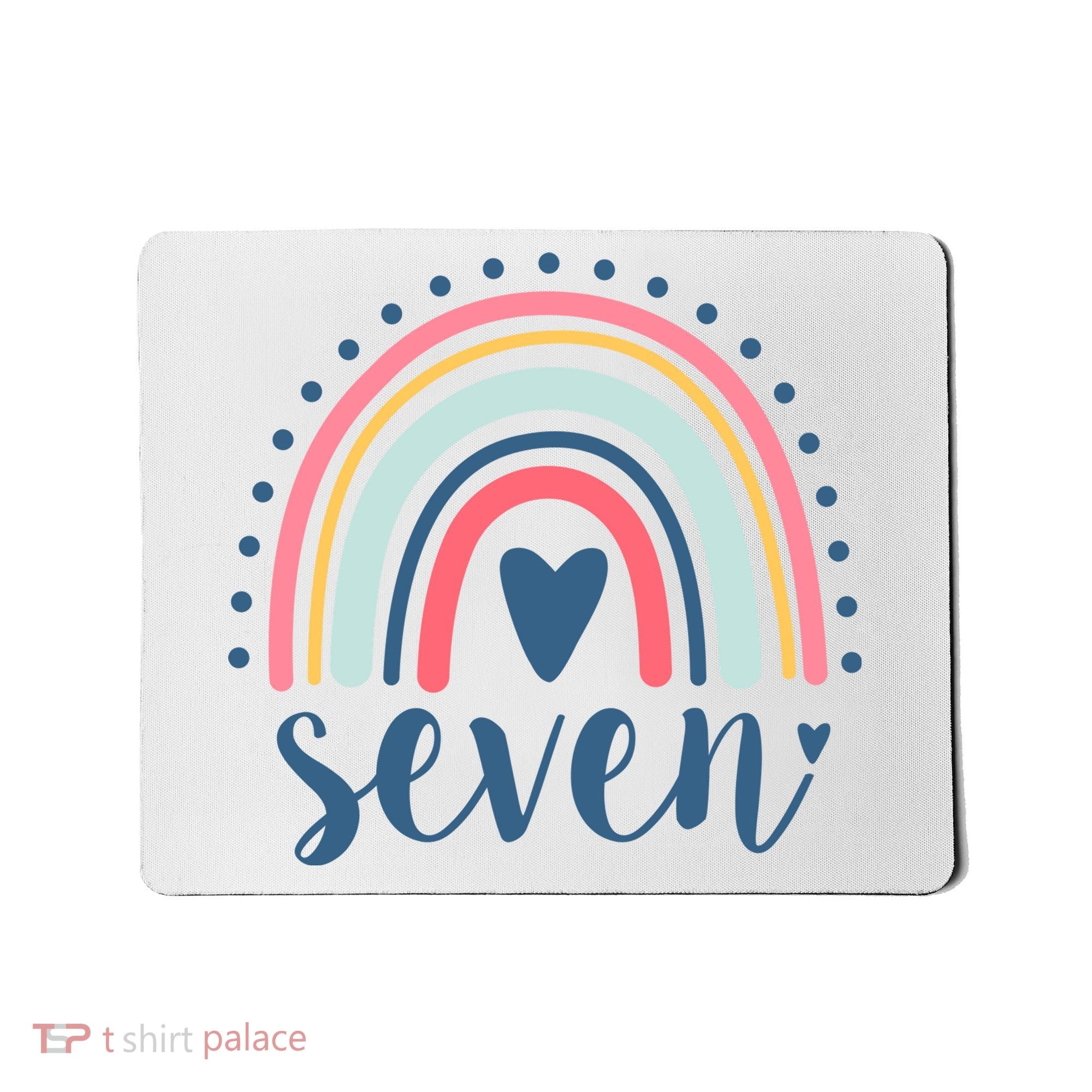 7th Birthday Rainbow Seven Year Old Cute Mousepad