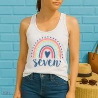 7th Birthday Rainbow Seven Year Old Cute Women's Tank Top thumb 2