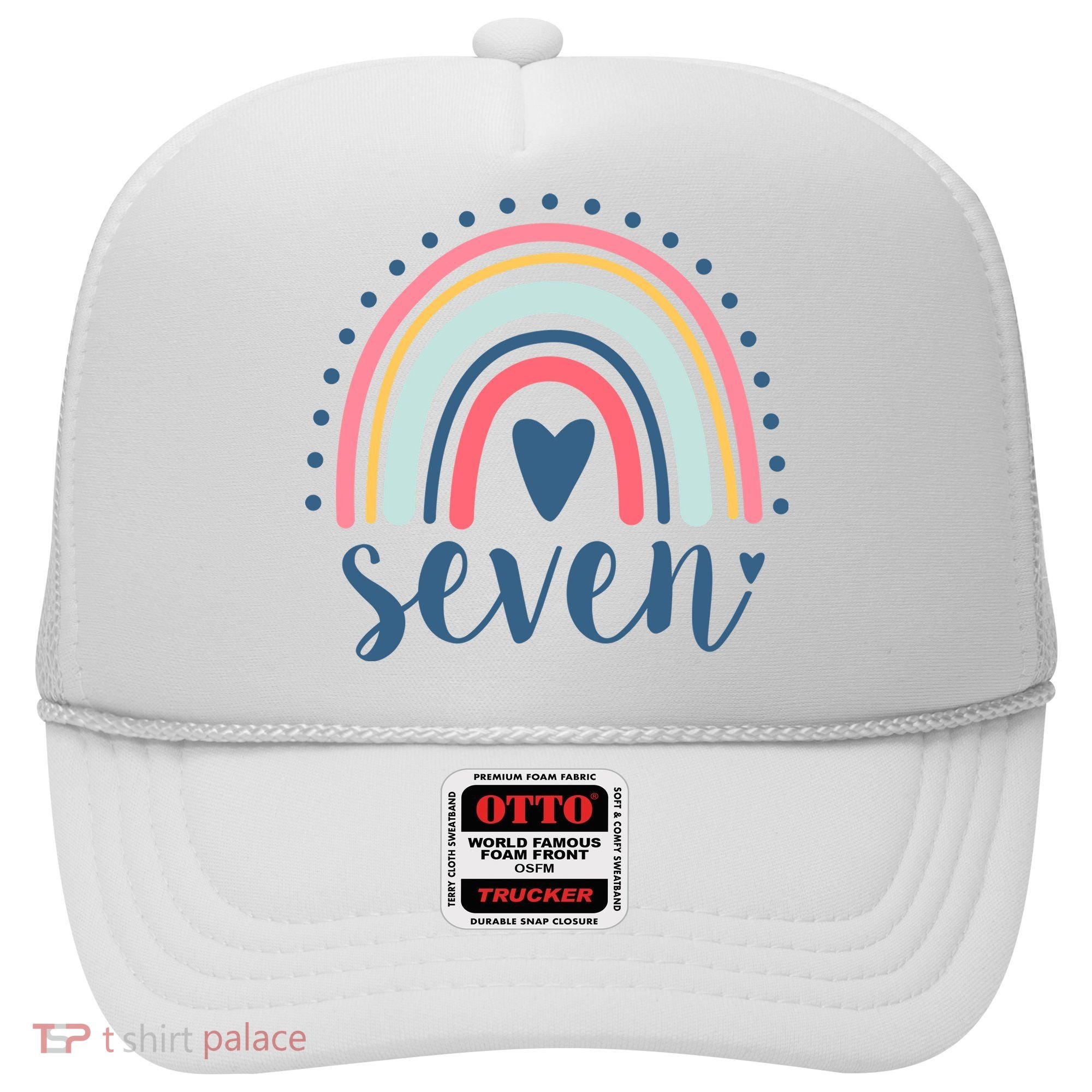 7th Birthday Rainbow Seven Year Old Cute Hat