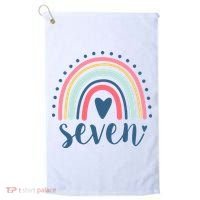 7th Birthday Rainbow Seven Year Old Cute Golf Towel thumb 0