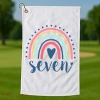 7th Birthday Rainbow Seven Year Old Cute Golf Towel thumb 1