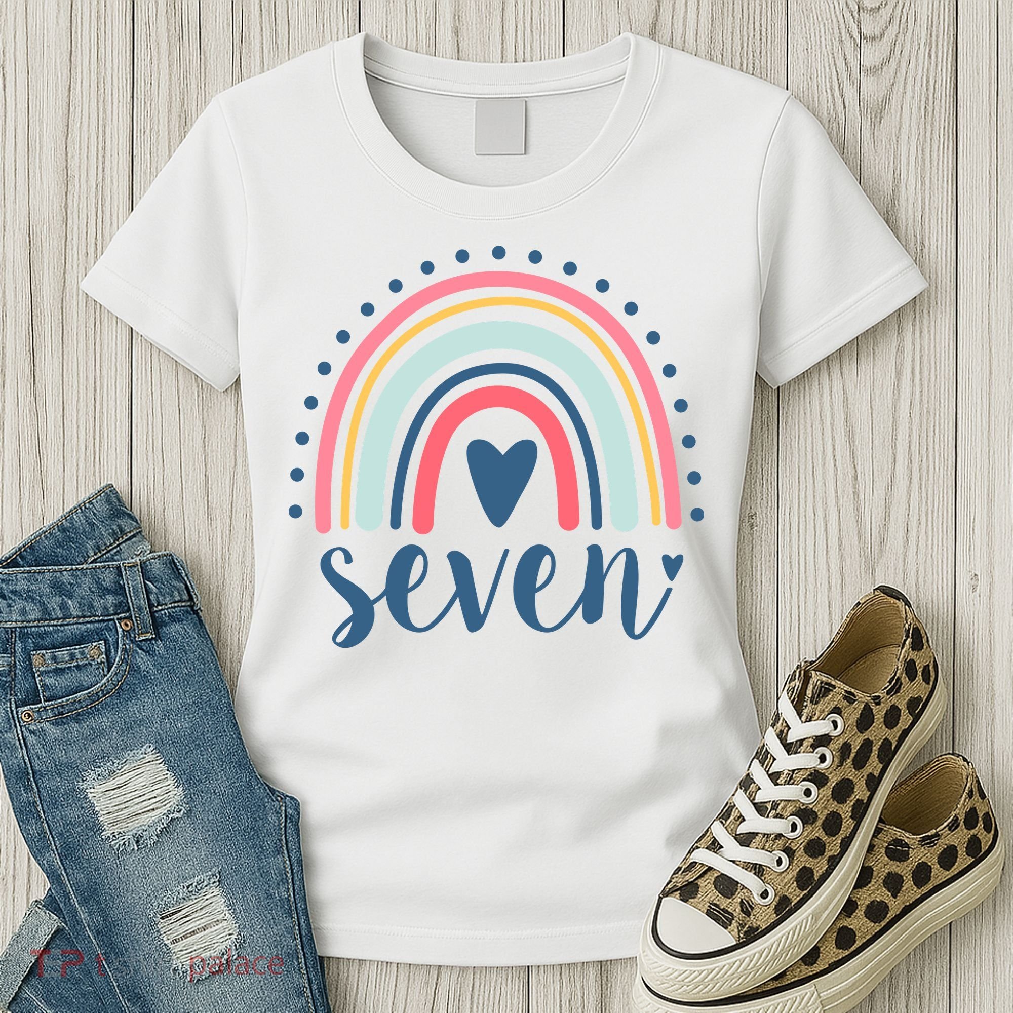 7th Birthday Rainbow Seven Year Old Cute Women's T-Shirt