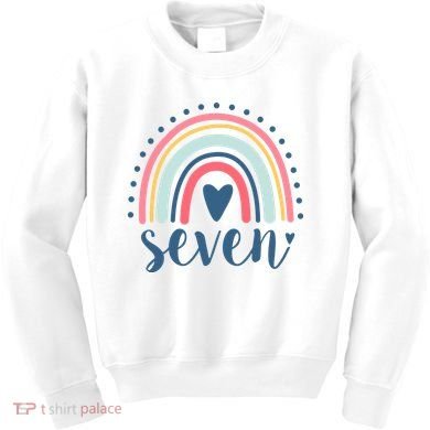 7th Birthday Rainbow Seven Year Old Cute Kids Sweatshirt
