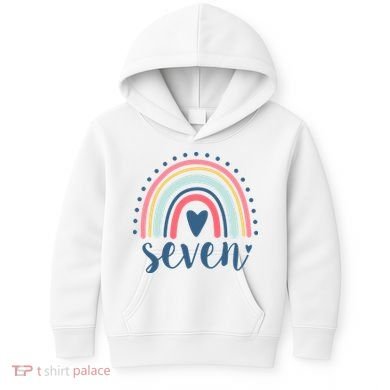 7th Birthday Rainbow Seven Year Old Cute Kids Hoodie