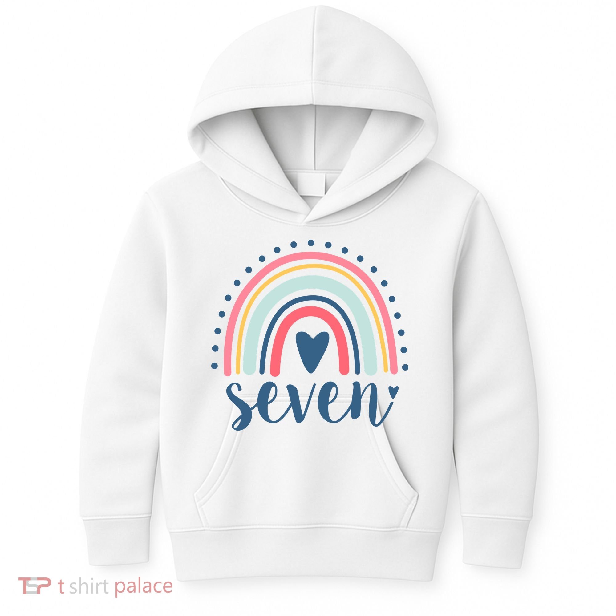 7th Birthday Rainbow Seven Year Old Cute Kids Hoodie