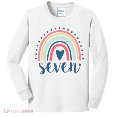 7th Birthday Rainbow Seven Year Old Cute Kids Long Sleeve Shirt