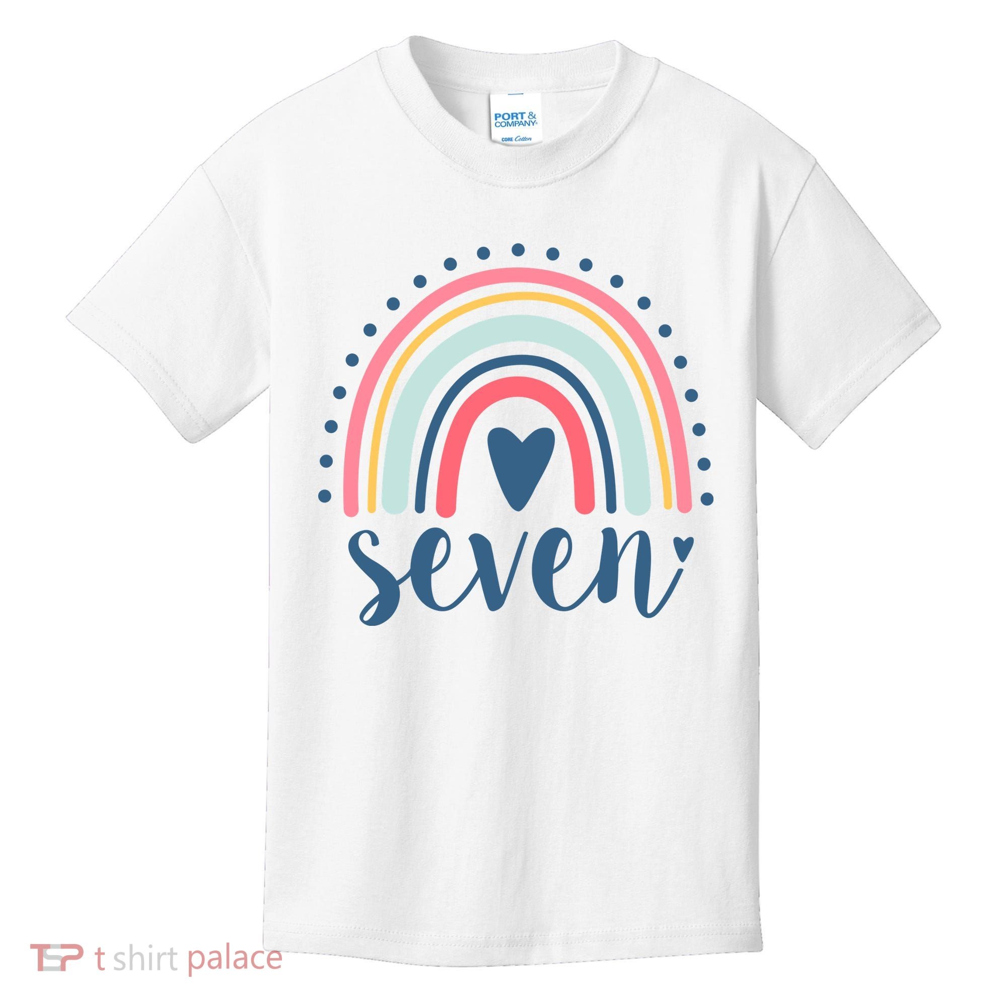 7th Birthday Rainbow Seven Year Old Cute Kids T-Shirt