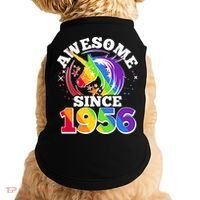 70th Birthday Rainbow Unicorn Awesome Since 1956 Doggie Tank thumb 0
