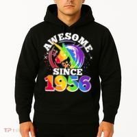 70th Birthday Rainbow Unicorn Awesome Since 1956 Hoodie thumb 2
