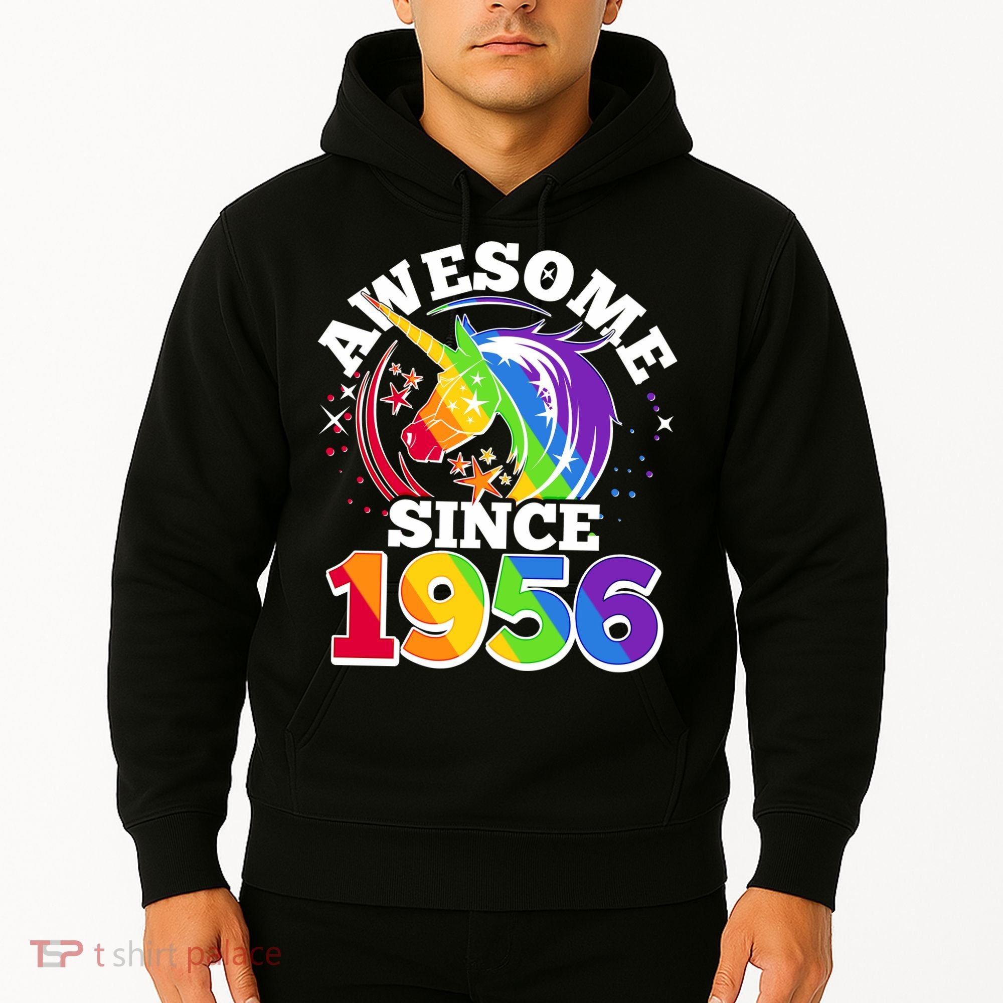 70th Birthday Rainbow Unicorn Awesome Since 1956 Hoodie