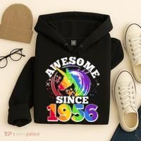70th Birthday Rainbow Unicorn Awesome Since 1956 Hoodie thumb 4