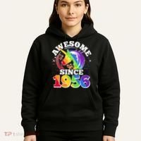 70th Birthday Rainbow Unicorn Awesome Since 1956 Hoodie thumb 5