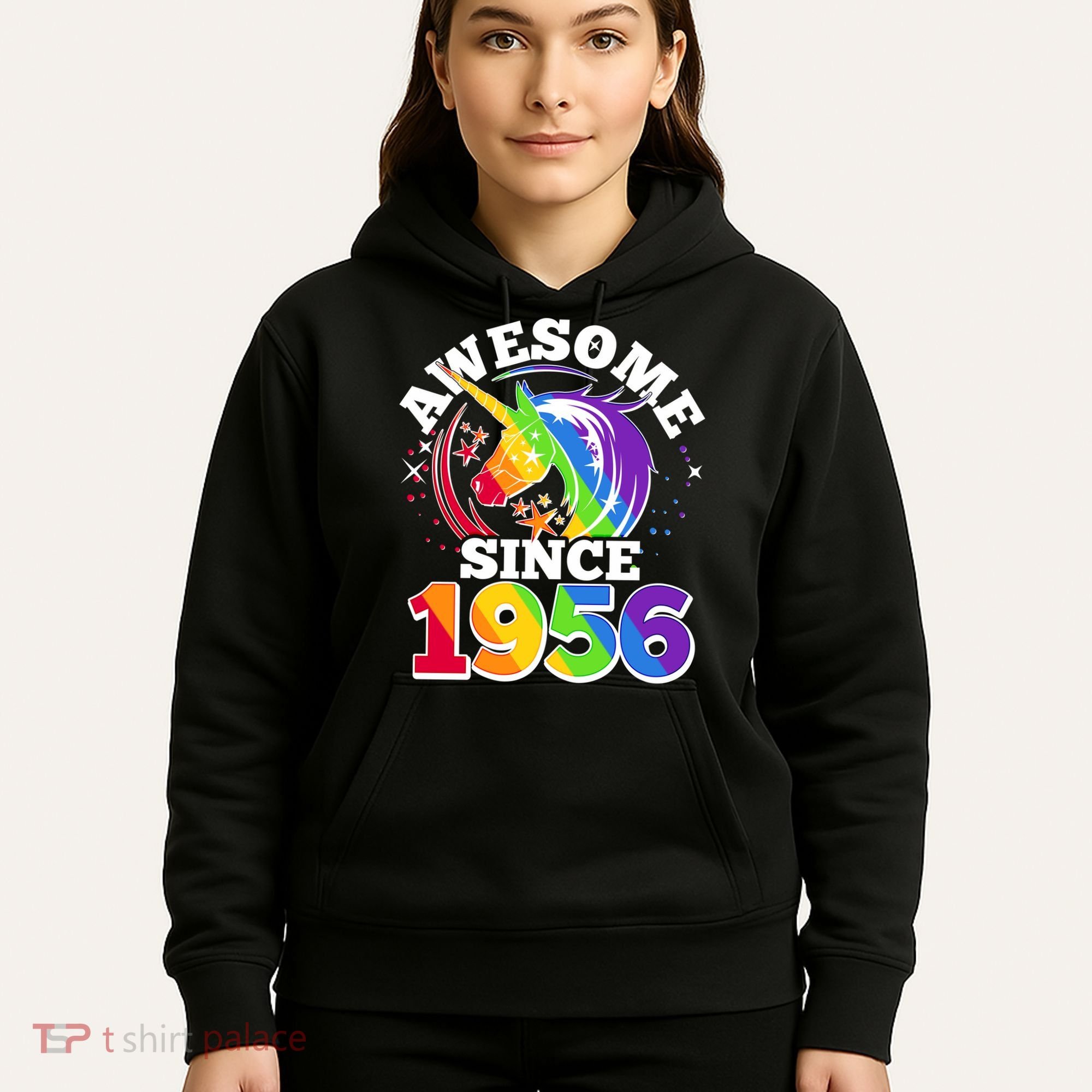 70th Birthday Rainbow Unicorn Awesome Since 1956 Hoodie