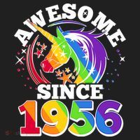 70th Birthday Rainbow Unicorn Awesome Since 1956 Beanie thumb 2