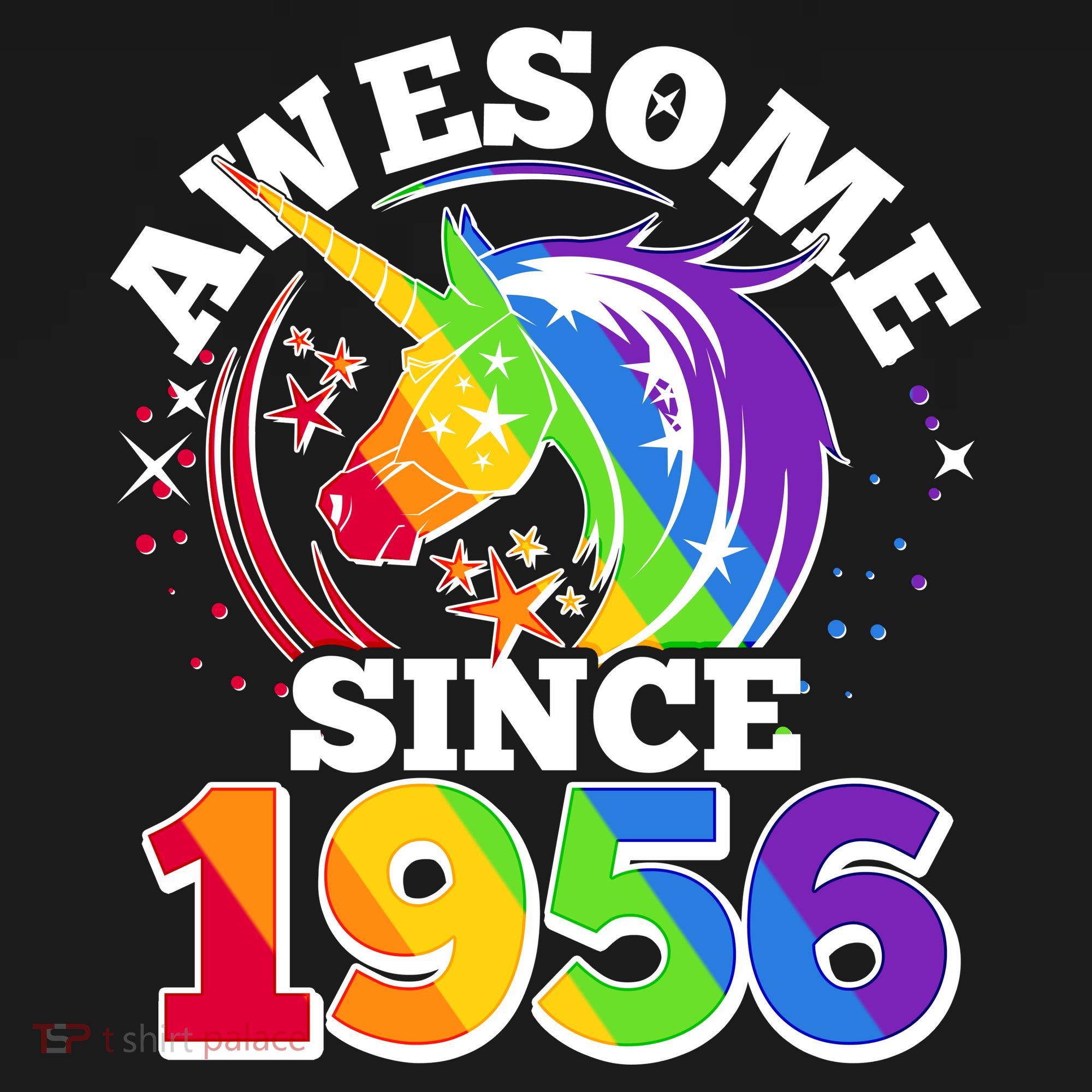 70th Birthday Rainbow Unicorn Awesome Since 1956 Mousepad