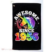 70th Birthday Rainbow Unicorn Awesome Since 1956 Golf Towel thumb 0