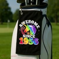 70th Birthday Rainbow Unicorn Awesome Since 1956 Golf Towel thumb 2