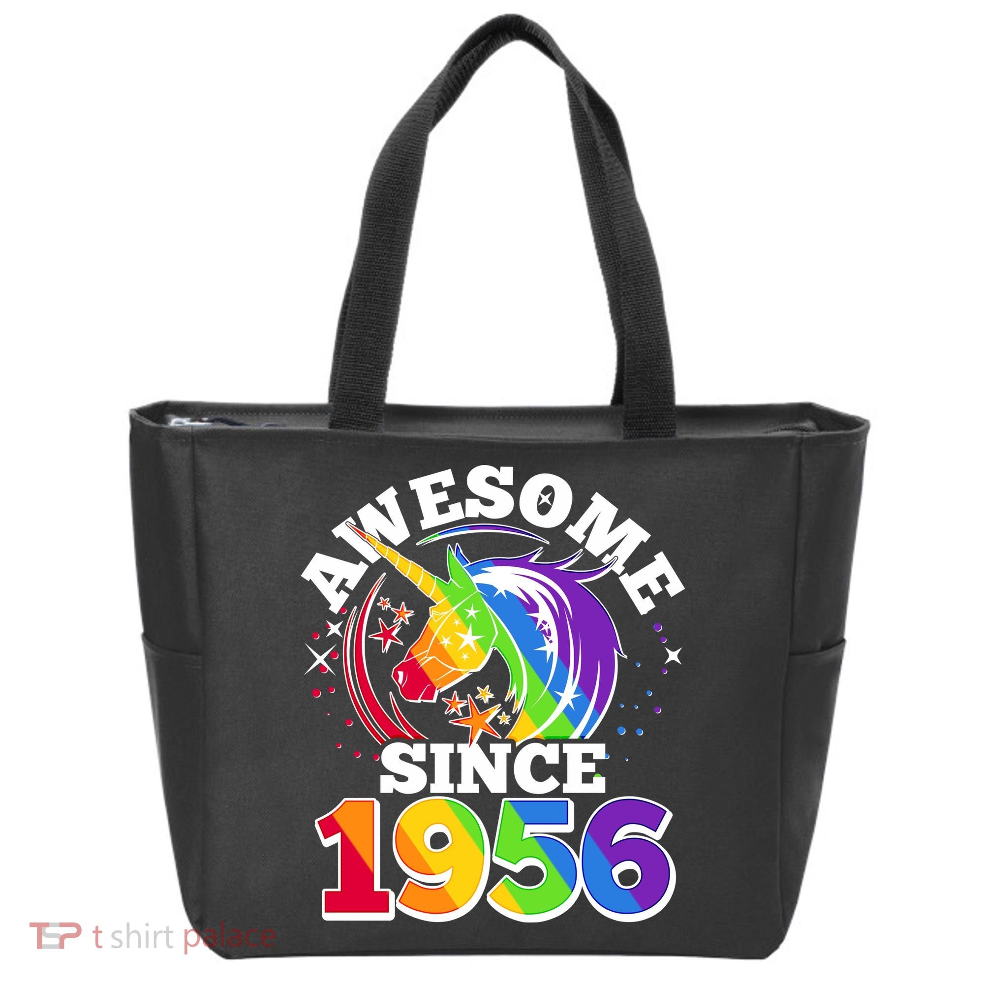 70th Birthday Rainbow Unicorn Awesome Since 1956 Tote Bag