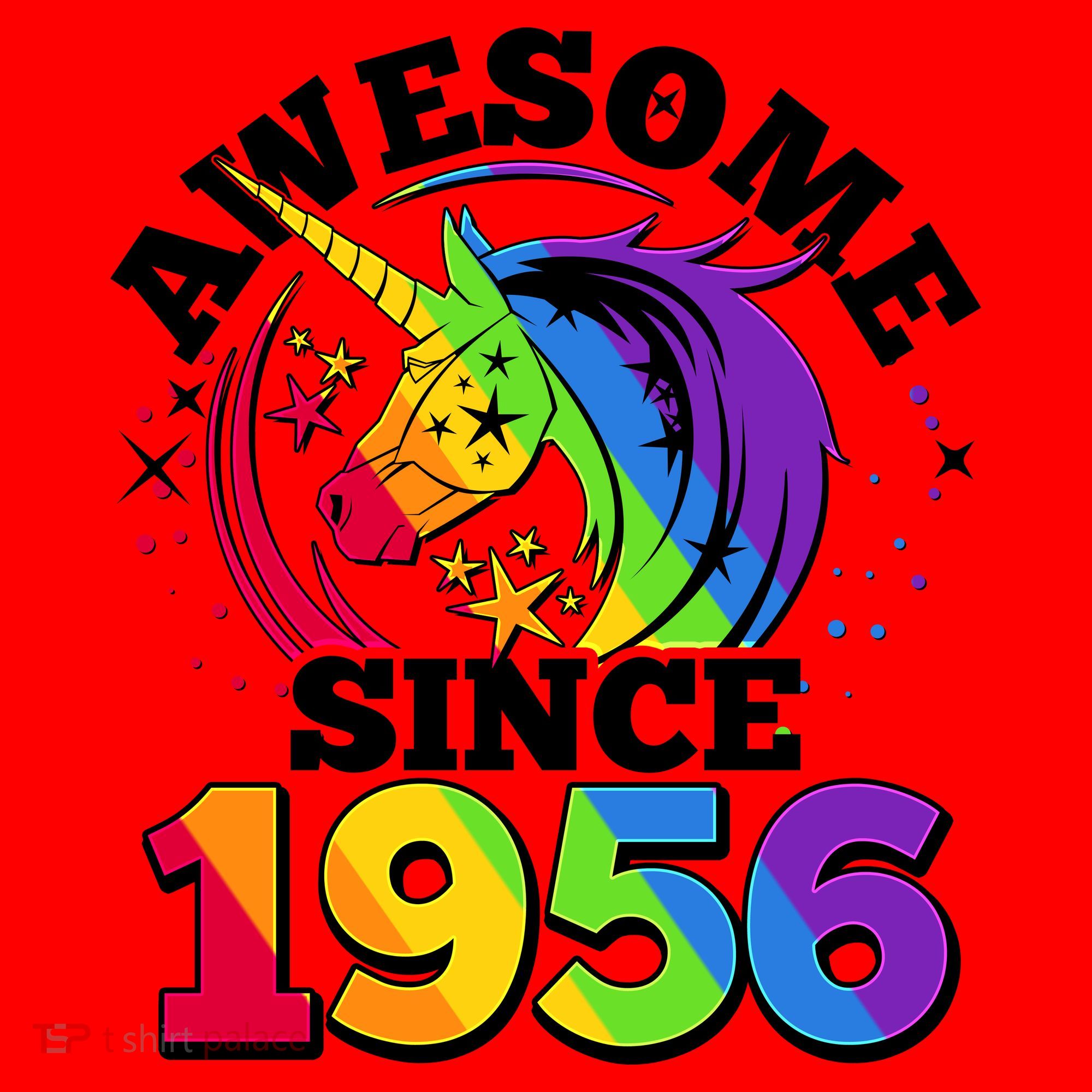 70th Birthday Rainbow Unicorn Awesome Since 1956 Santa Hat