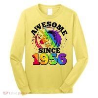 70th Birthday Rainbow Unicorn Awesome Since 1956 Long Sleeve Shirt thumb 0