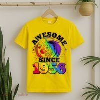 70th Birthday Rainbow Unicorn Awesome Since 1956 T-Shirt thumb 2