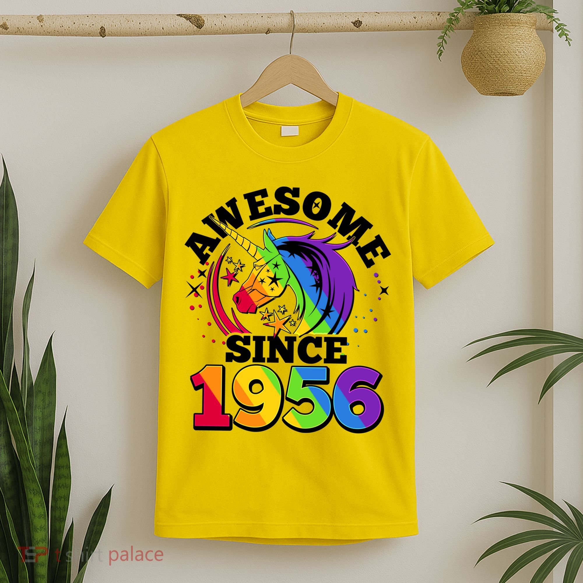 70th Birthday Rainbow Unicorn Awesome Since 1956 T-Shirt
