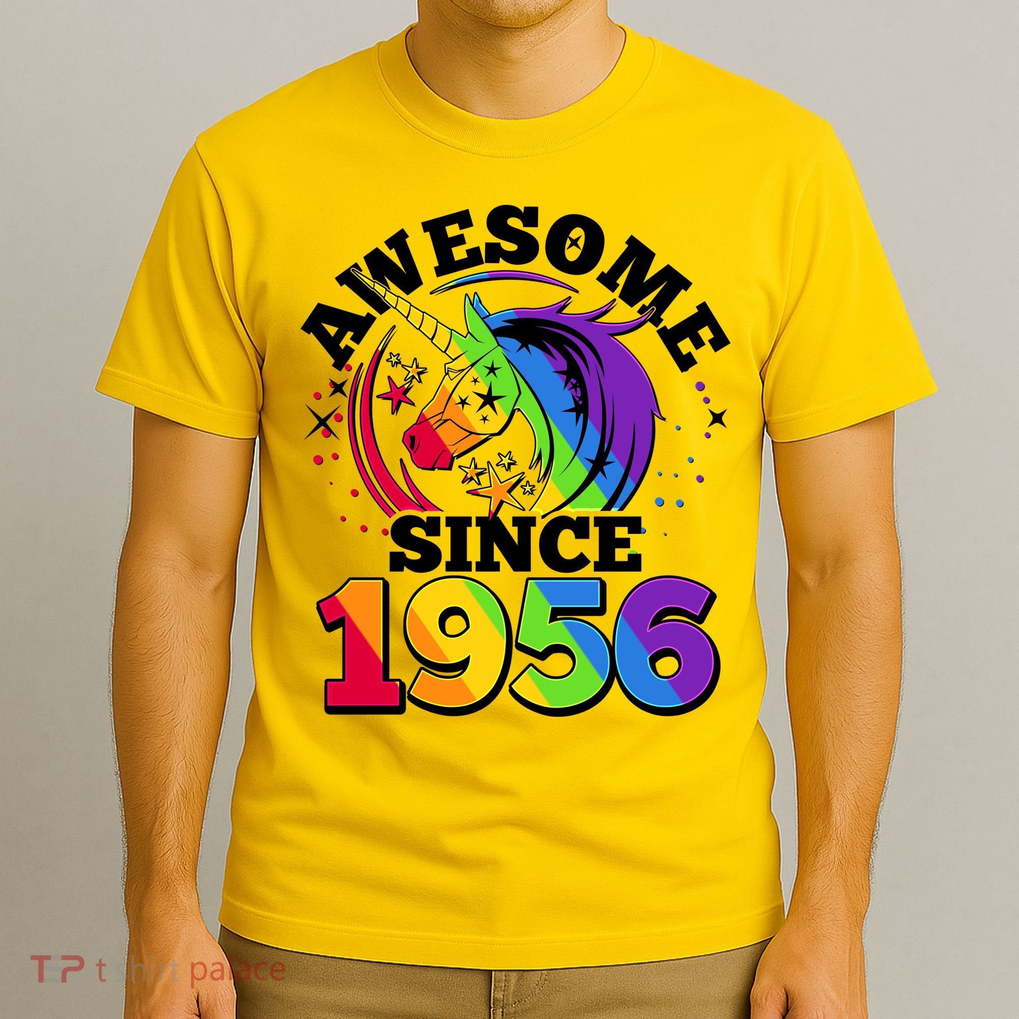 70th Birthday Rainbow Unicorn Awesome Since 1956 T-Shirt