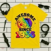 70th Birthday Rainbow Unicorn Awesome Since 1956 T-Shirt thumb 5