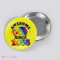 70th Birthday Rainbow Unicorn Awesome Since 1956 Button thumb 0