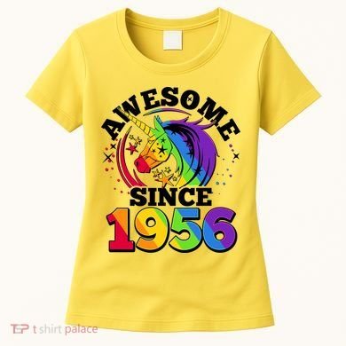 70th Birthday Rainbow Unicorn Awesome Since 1956 Women's T-Shirt