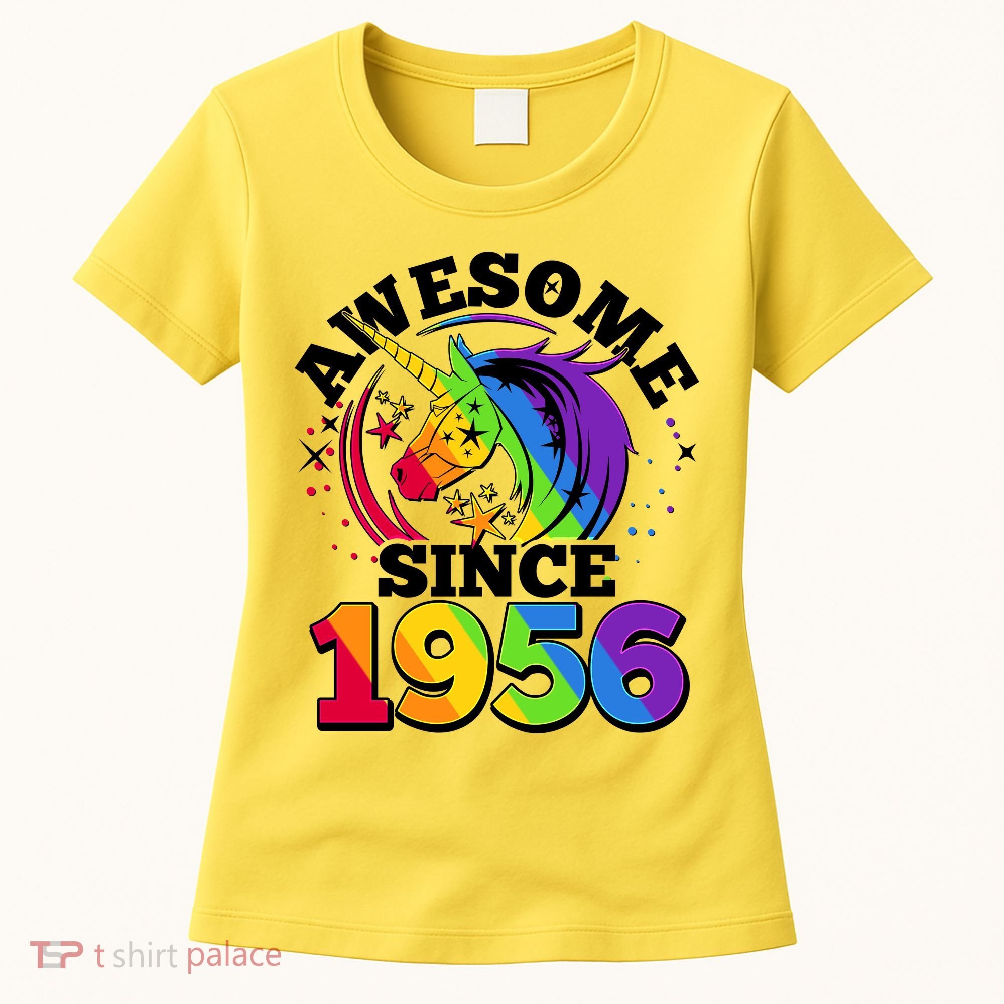70th Birthday Rainbow Unicorn Awesome Since 1956 Women's T-Shirt