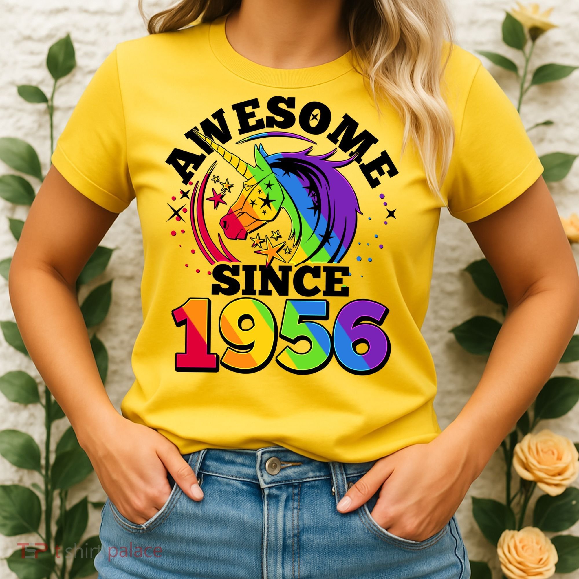 70th Birthday Rainbow Unicorn Awesome Since 1956 Women's T-Shirt