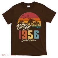 70th Birthday Retro Vintage 1956 Tropical Palm Trees T-Shirt thumb 0