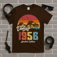 70th Birthday Retro Vintage 1956 Tropical Palm Trees T-Shirt thumb 5