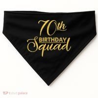 70th Birthday Squad Party Birthday Bday Yellow Gold Birthday USA-Made Doggie Bandana thumb 0