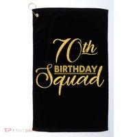 70th Birthday Squad Party Birthday Bday Yellow Gold Birthday Golf Towel thumb 0