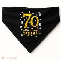 70th Birthday Squad Party Bday Gold Pearl Print Matching USA-Made Doggie Bandana thumb 0
