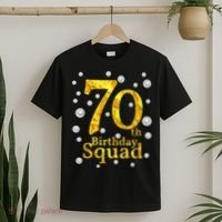 70th Birthday Squad Party Bday Gold Pearl Print Matching T-Shirt thumb 2