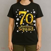 70th Birthday Squad Party Bday Gold Pearl Print Matching T-Shirt thumb 4