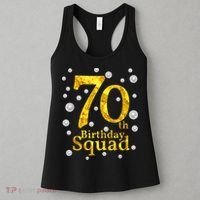 70th Birthday Squad Party Bday Gold Pearl Print Matching Women's Tank Top thumb 3