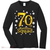 70th Birthday Squad Party Bday Gold Pearl Print Matching Women's Long Sleeve Shirt thumb 0