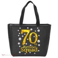 70th Birthday Squad Party Bday Gold Pearl Print Matching Tote Bag thumb 0