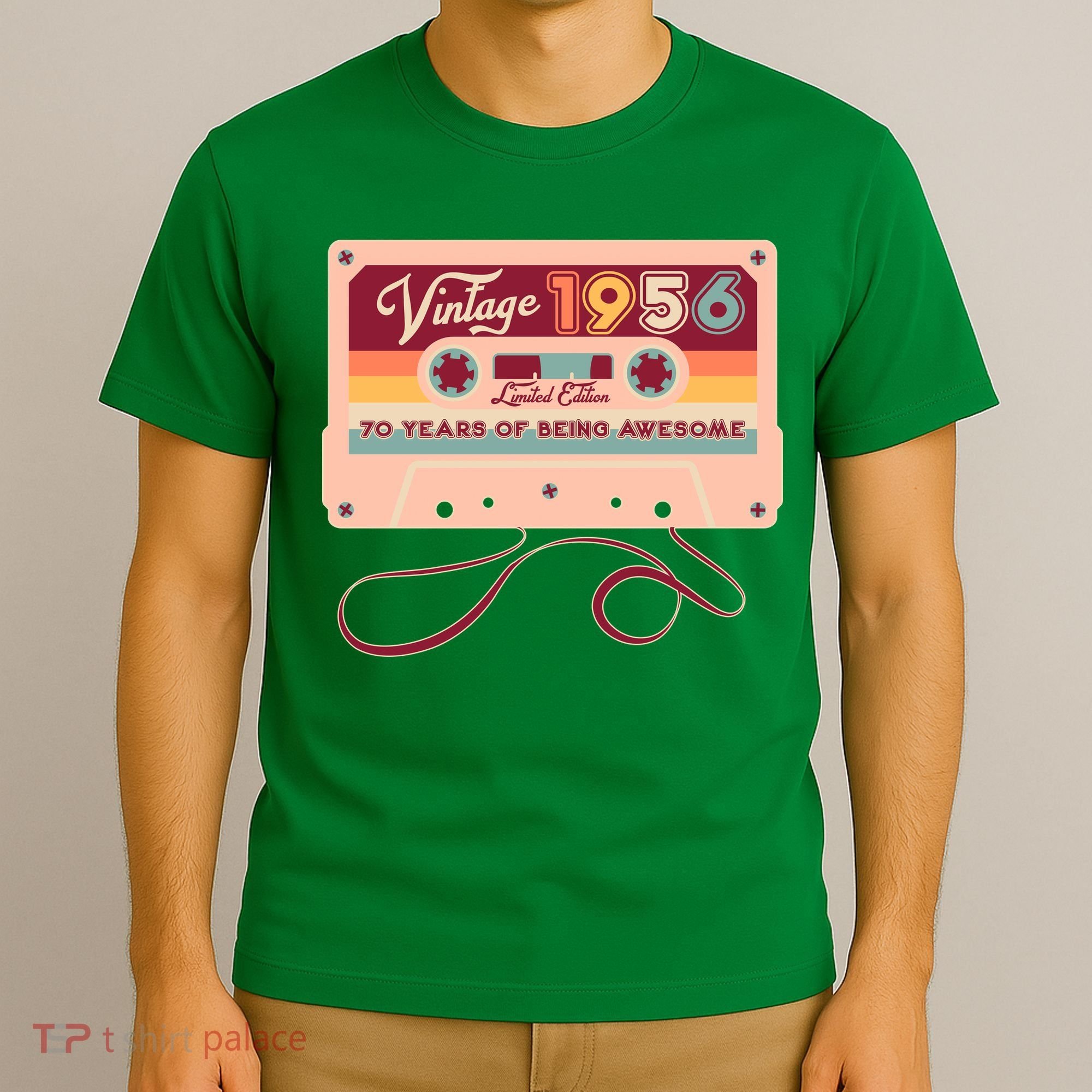 70th Birthday Vintage 1956 Limited Edition Cassette Tape T-Shirt