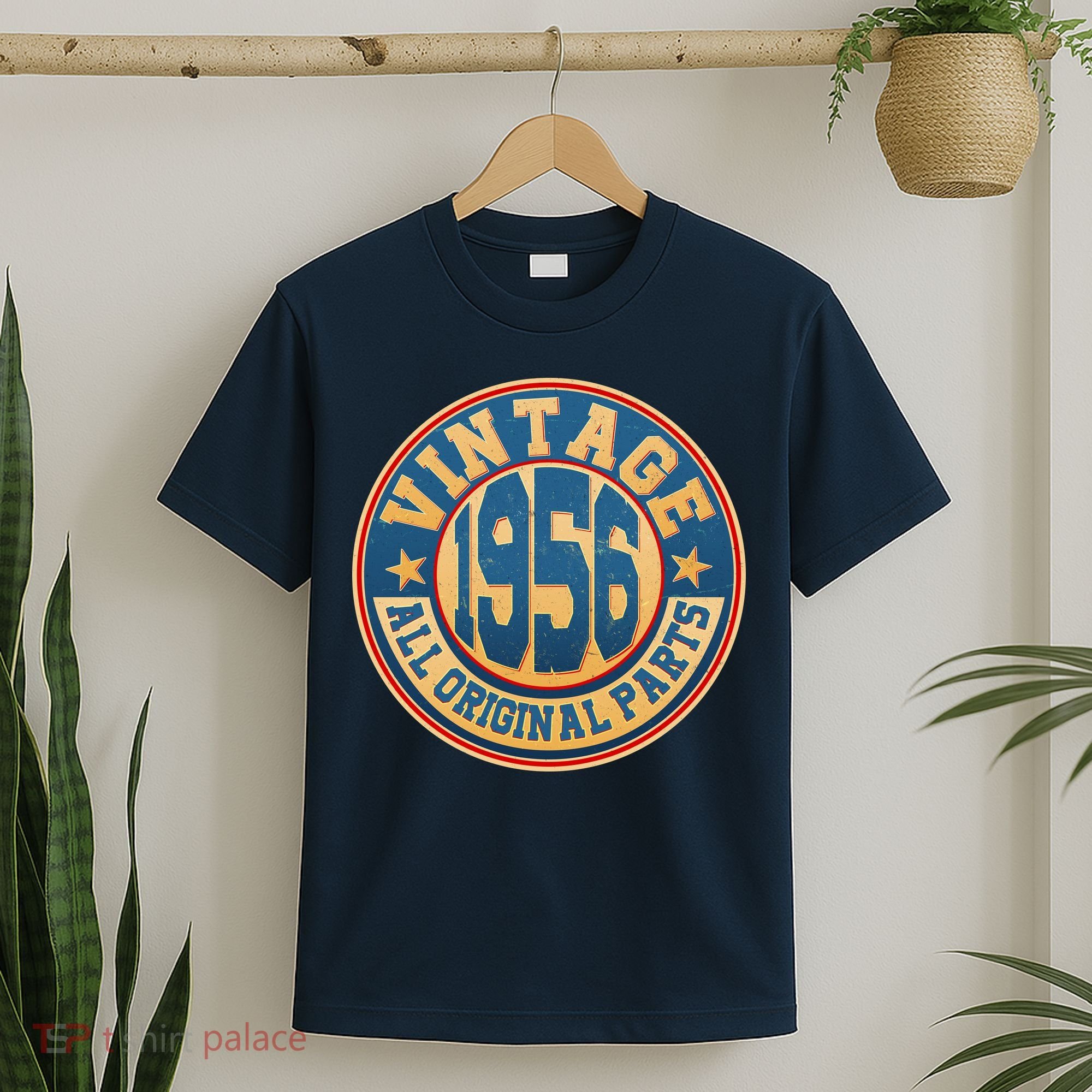 70th Birthday Vintage 1956 All Original Parts Shield Emblem  T-Shirt