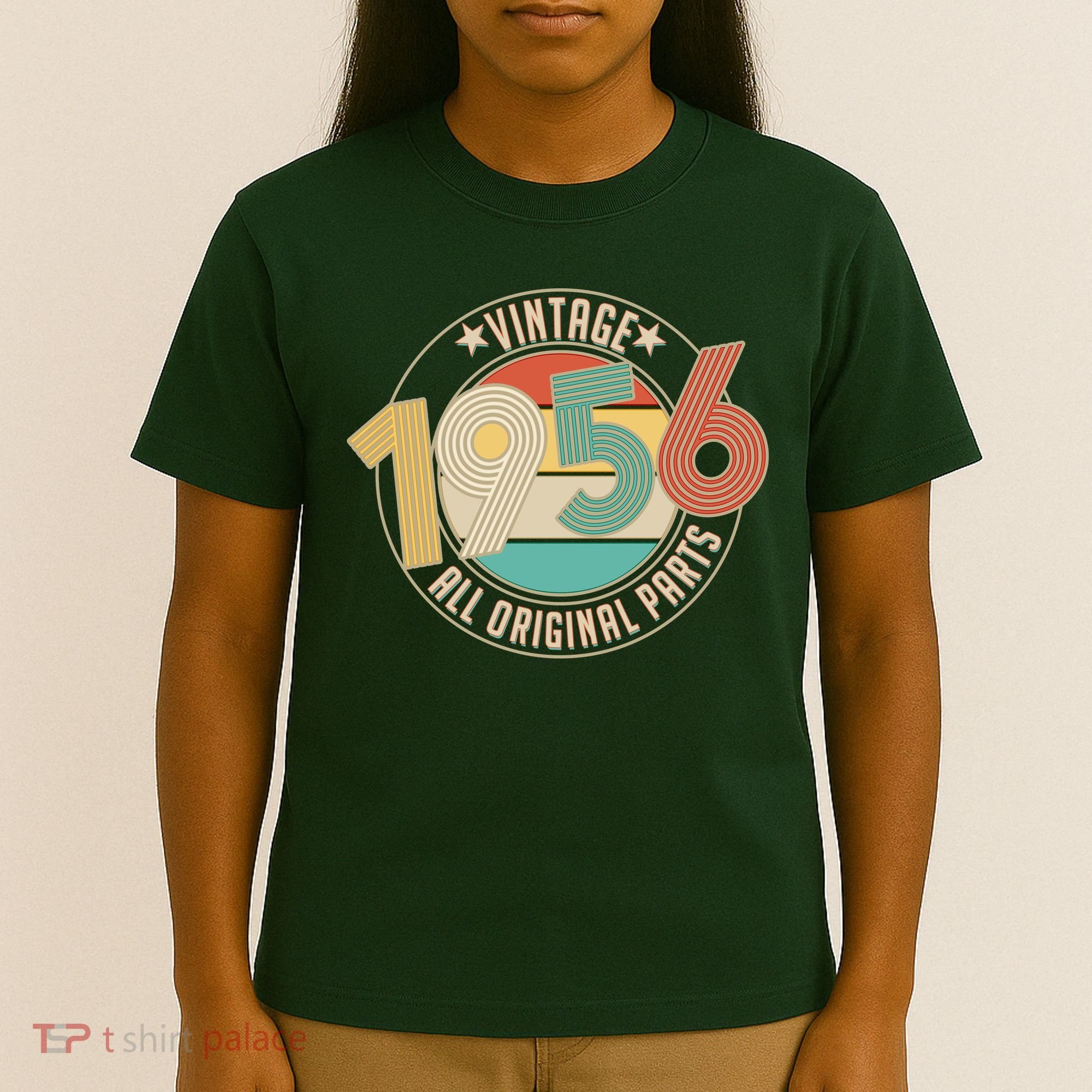 70th Birthday Vintage 1956 All Original Parts Emblem T-Shirt