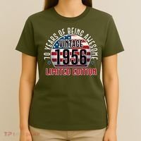 70th Birthday Vintage 1956 Limited Edition Years Of Being Awesome USA Flag  T-Shirt thumb 4